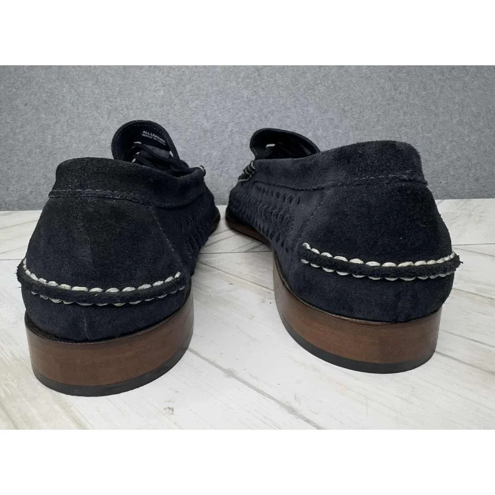 Vintage Florsheim Suede Huarache Loafers Navy Men's Size 10.5 3E Preppy Academia